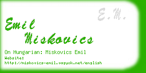 emil miskovics business card